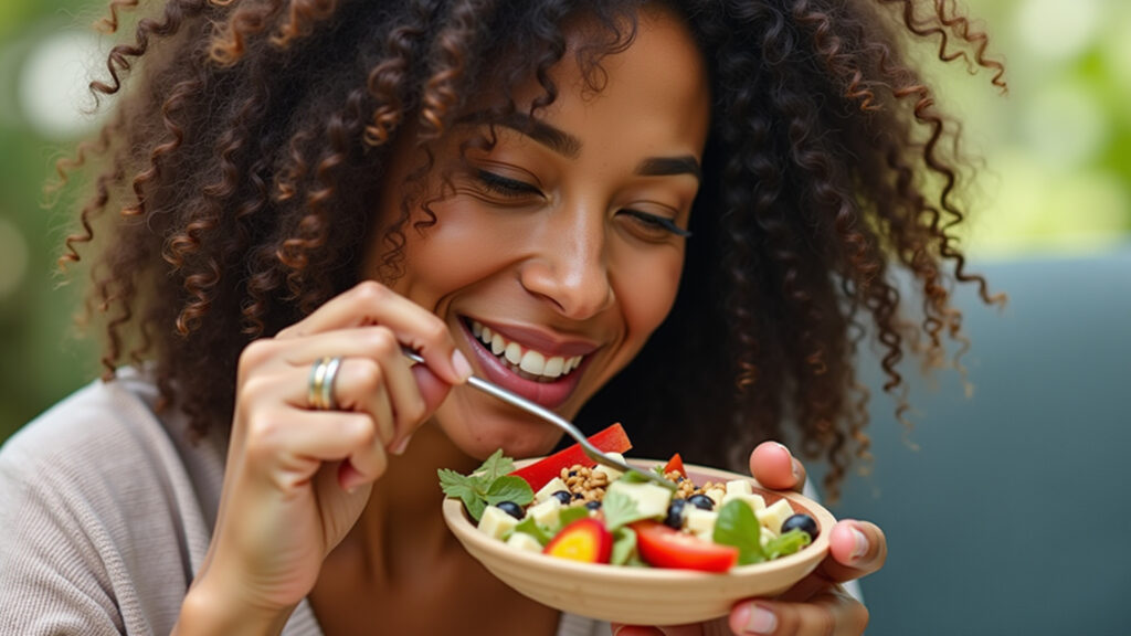 Alimentação balanceada para um cabelo forte e brilhante.