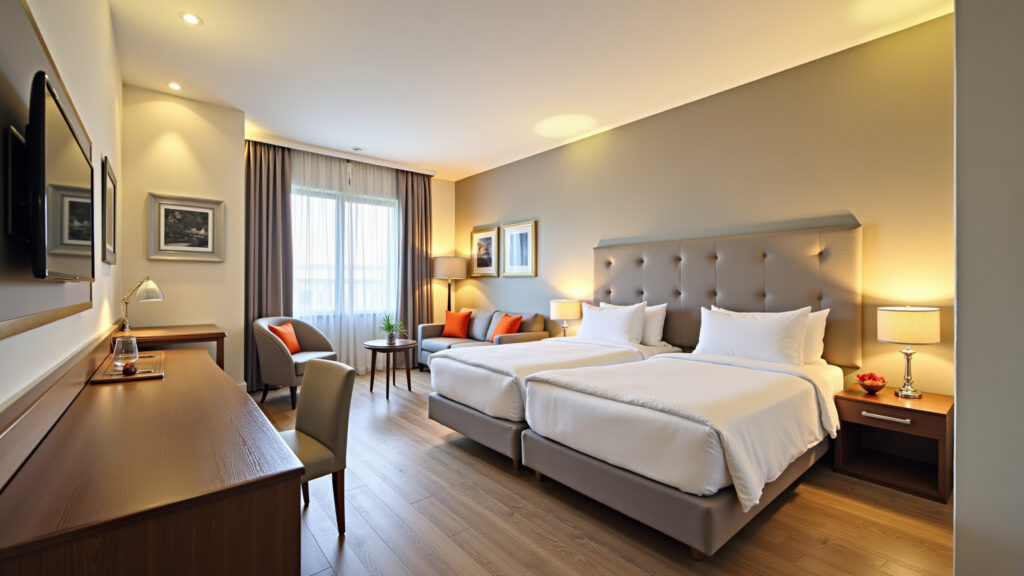Boutique hotel Cartagena, stylish room, Colombian design, travel accommodation, professional Quarto aconchegante em hotel boutique no centro histórico de Cartagena.