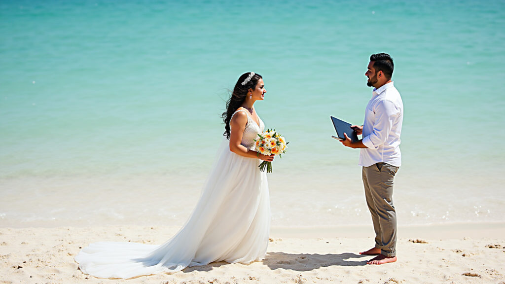 Fernando de Noronha beach wedding. Praia do Sancho, turquoise water, bride and groom, intimate Casamento na Praia do Sancho, Fernando de Noronha: Paraíso intocado.