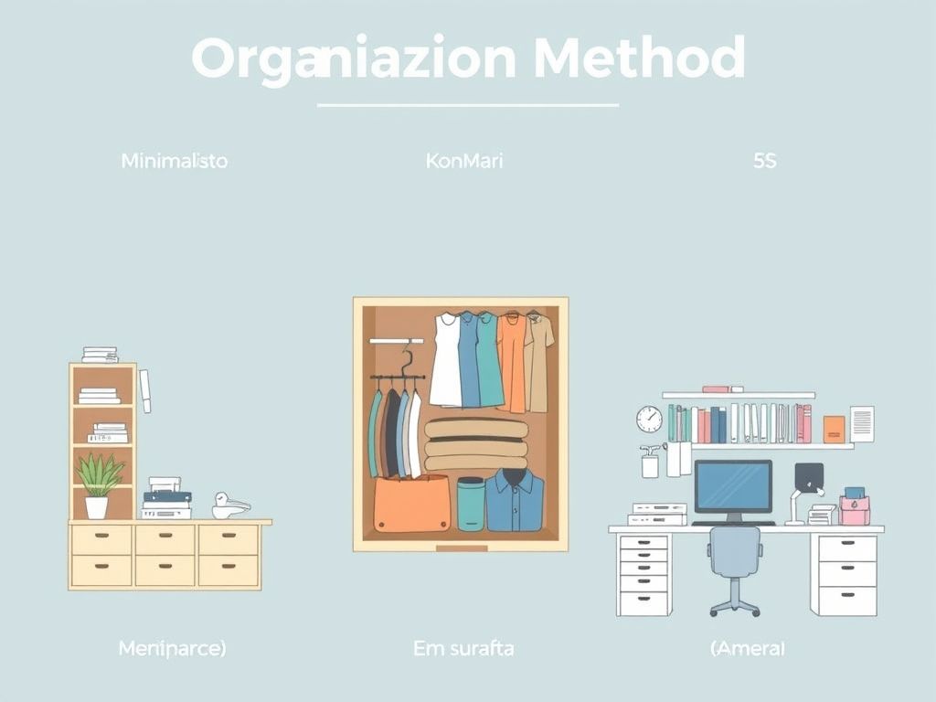 Tabela comparativa: descubra qual o melhor método de organização para sua casa e seu estilo de vida. Minimalismo, KonMari, 5S e mais.