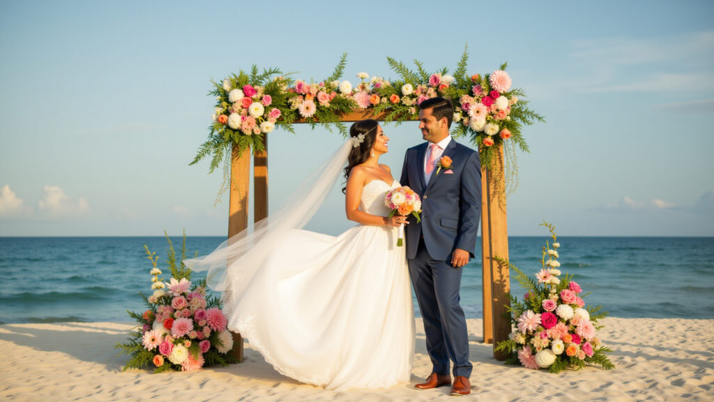 Porto de Galinhas themed beach wedding. Muro Alto beach, tropical decor, vibrant colors, Casamento temático na praia em Porto de Galinhas: Piscinas naturais.
