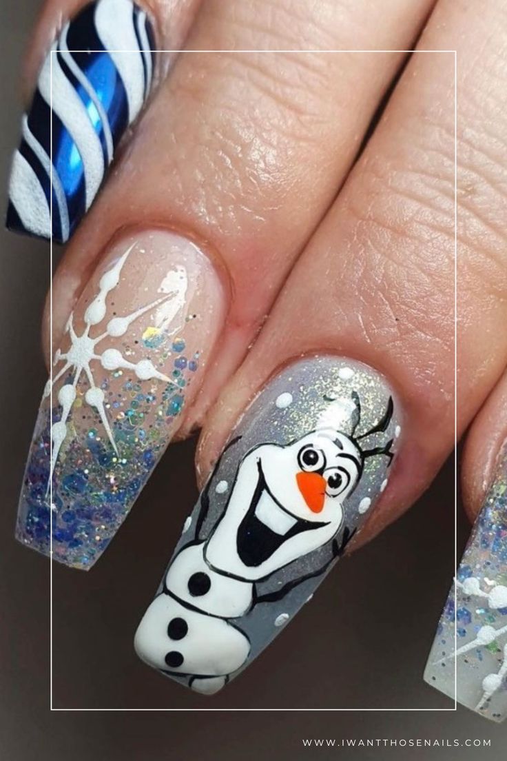 Charming Olaf Frozen Nail Designs ...