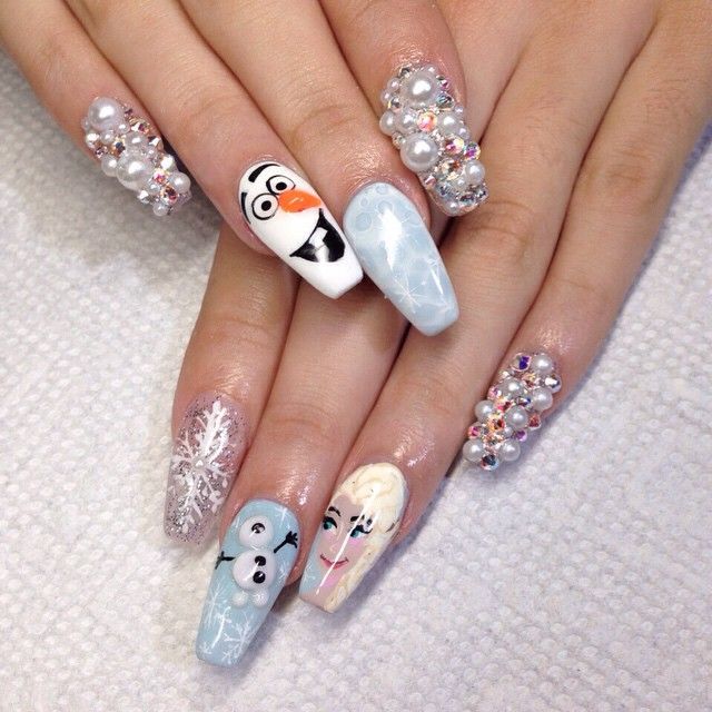 Frozen themed nails by @nailsbymztina ...