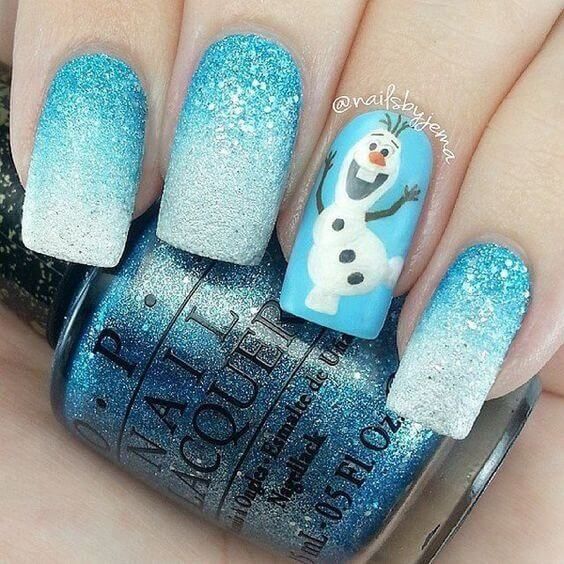 Olaf nails, Xmas nails, Christmas nail ...