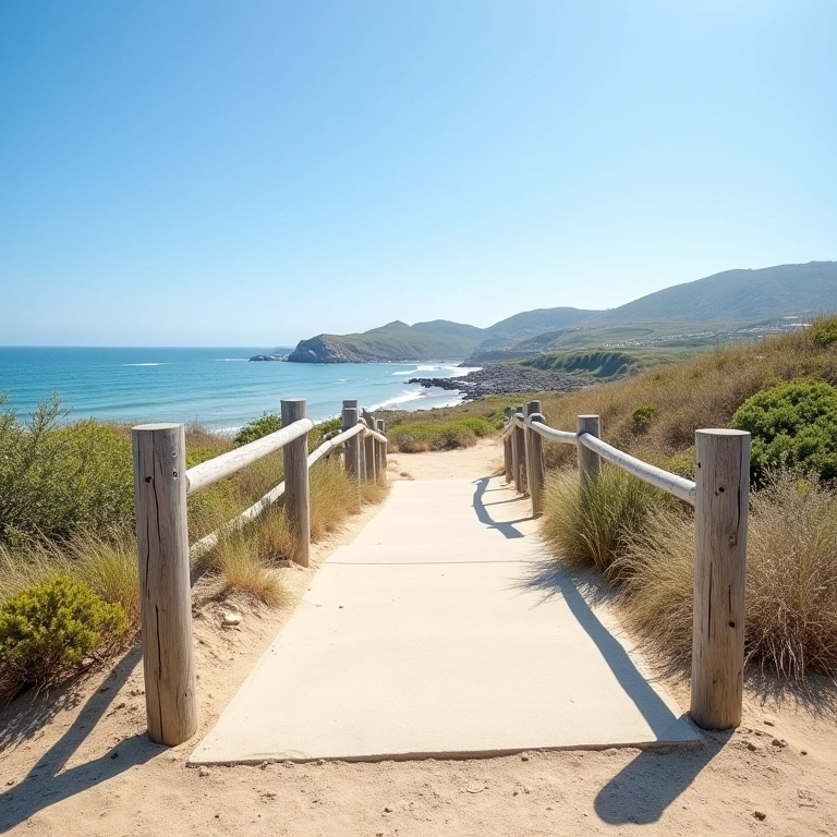 Acesso facilitado à praia na Praia do Rosa, Santa Catarina.