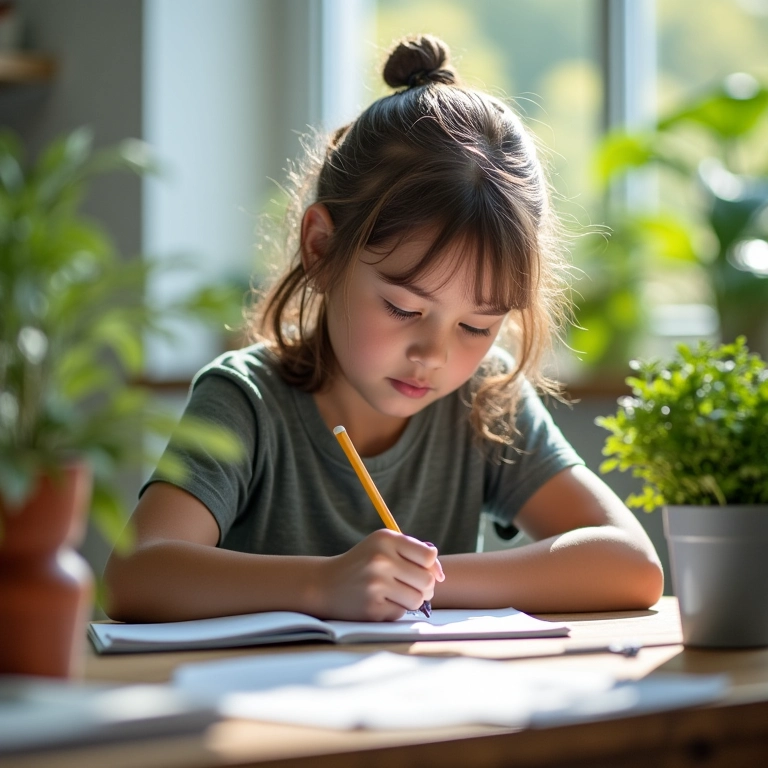Adolescente trabalhando em projeto criativo, demonstrando autonomia e responsabilidade.