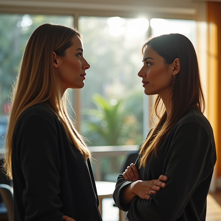 Adultos discutindo dinâmicas familiares em consultório com estilo brasileiro.