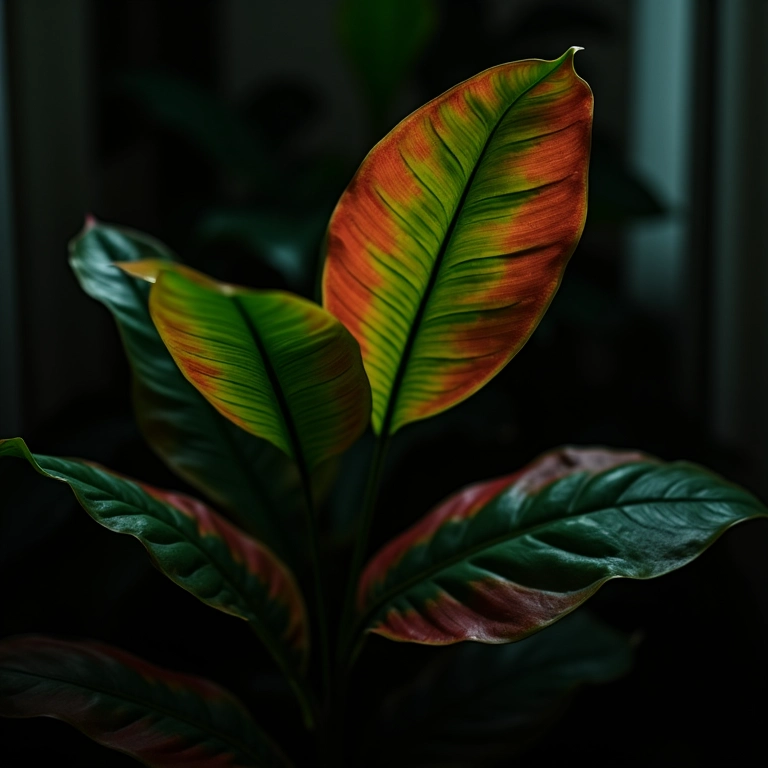 Aglaonema exibindo cores vibrantes em um canto aconchegante.