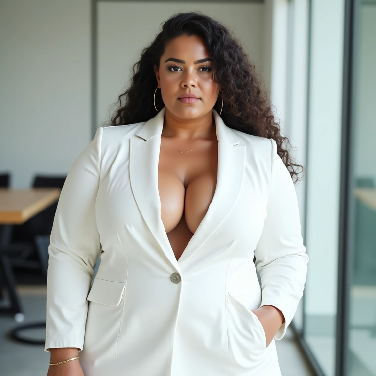 Alfaiataria desconstruída com blazer branco para um visual moderno.