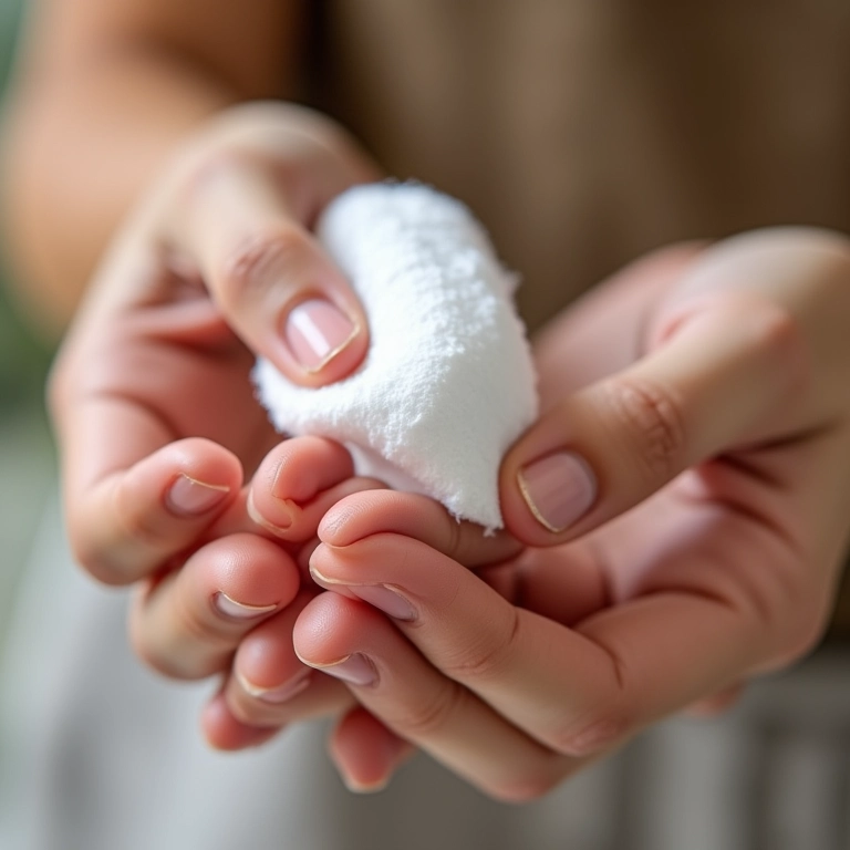 Algodão embebido em acetona pronto para remover esmalte em gel.