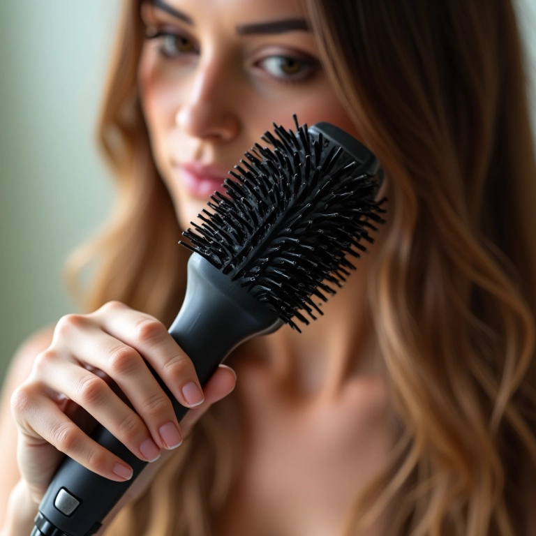 Alinhamento dos cabelos lisos com escova.