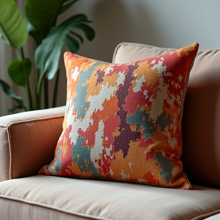 Almofada decorativa com padrão de estatísticas.