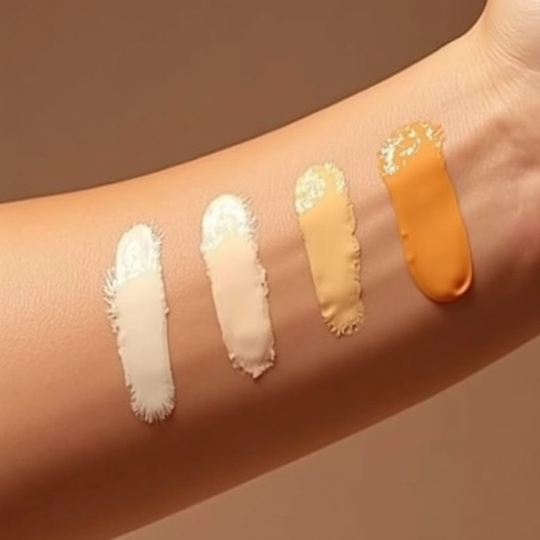 Amostras de protetor solar com cor em diferentes texturas.