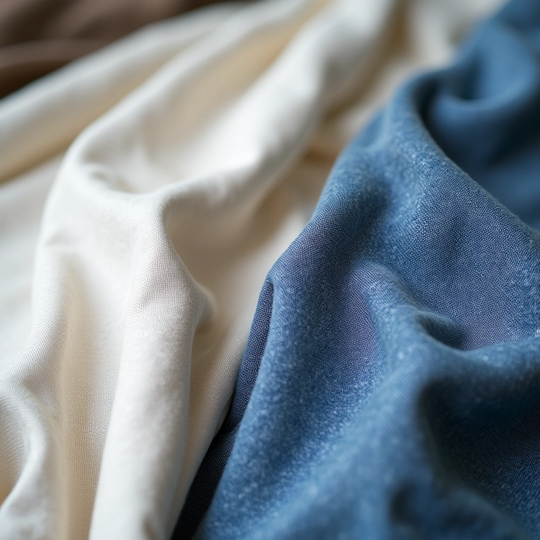 Amostras de tecidos ideais para calça clochard: linho, algodão e jeans leve.