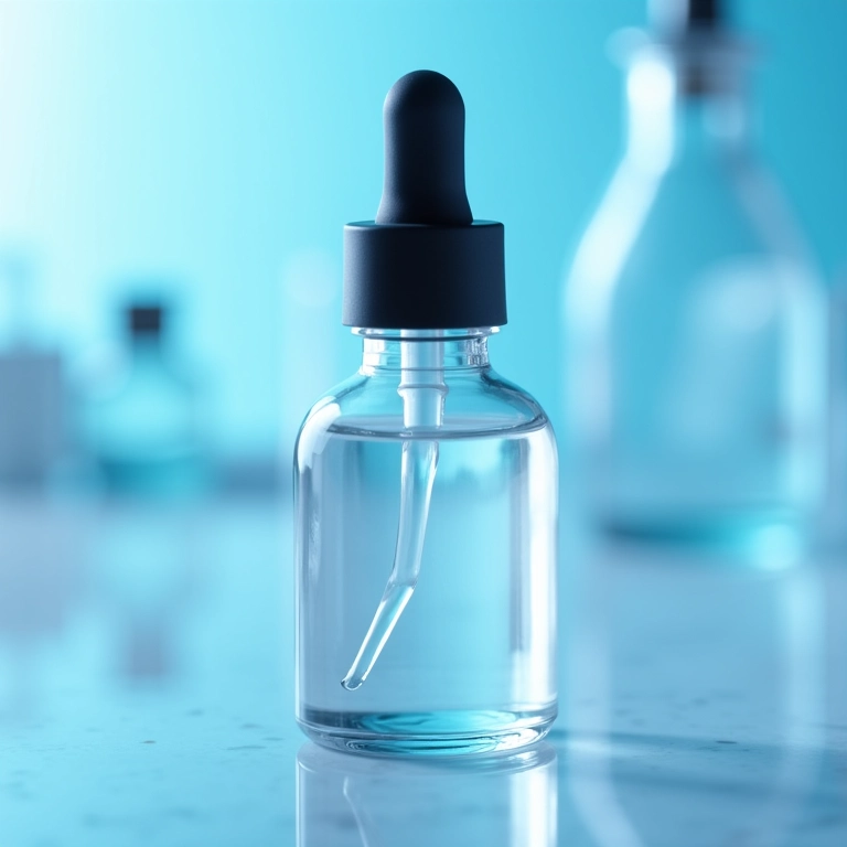 Ampola de Argireline (Acetyl Hexapeptide-8) em ambiente de laboratório científico.