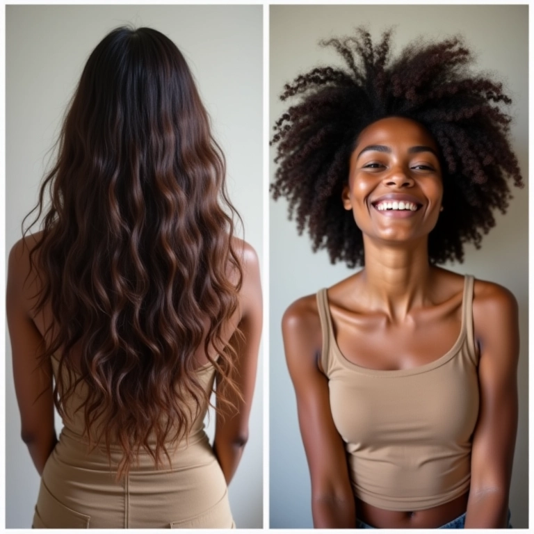 Antes e depois inspirador do Big Chop em cabelo cacheado.