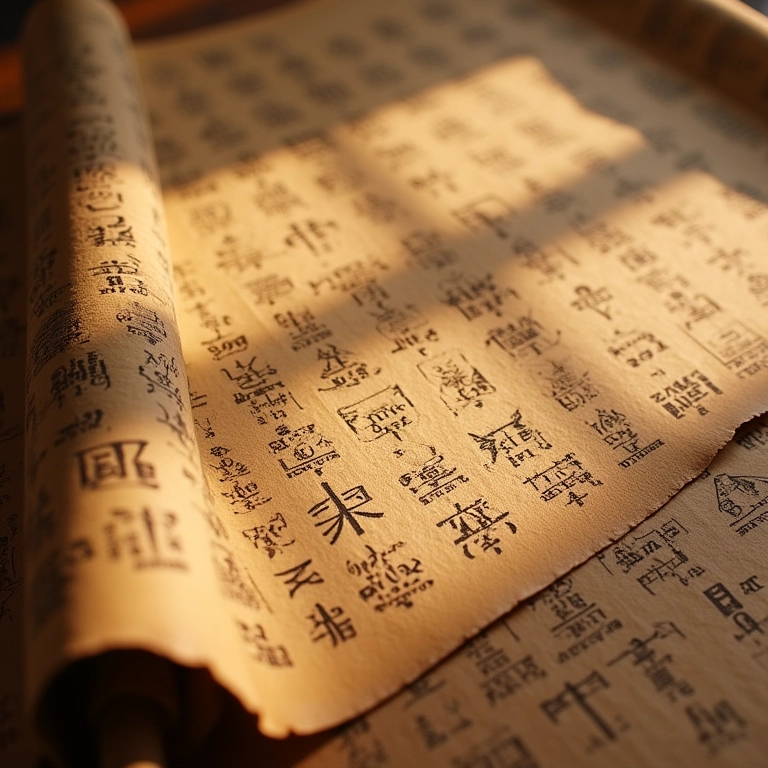 Antigos pergaminhos de papiro com símbolos coptas.