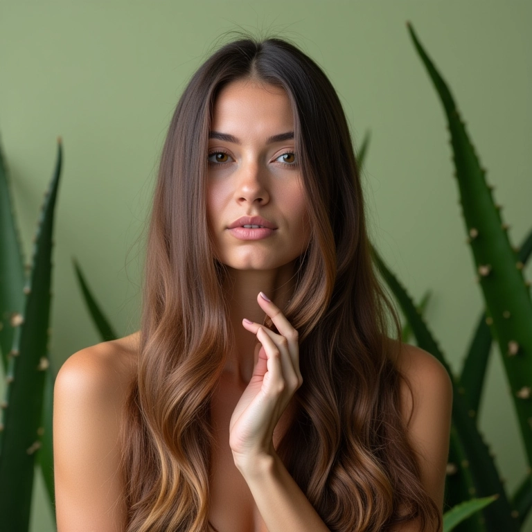 Aplicação de babosa na raiz do cabelo para hidratação profunda e duradoura.