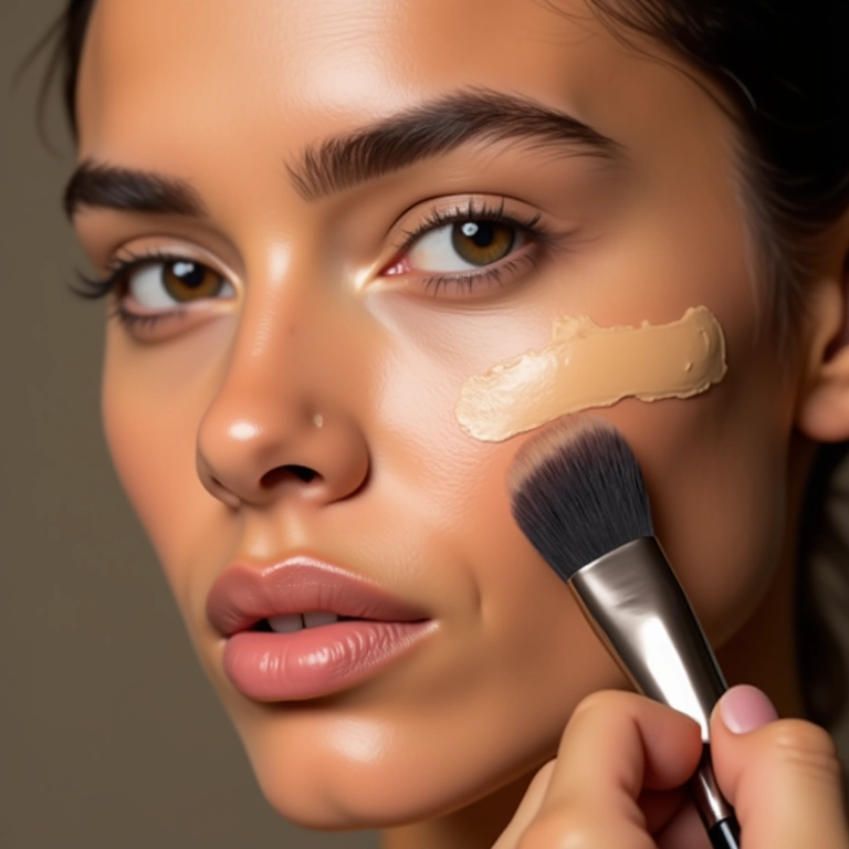 Aplicação de corretivo cremoso para alta cobertura.