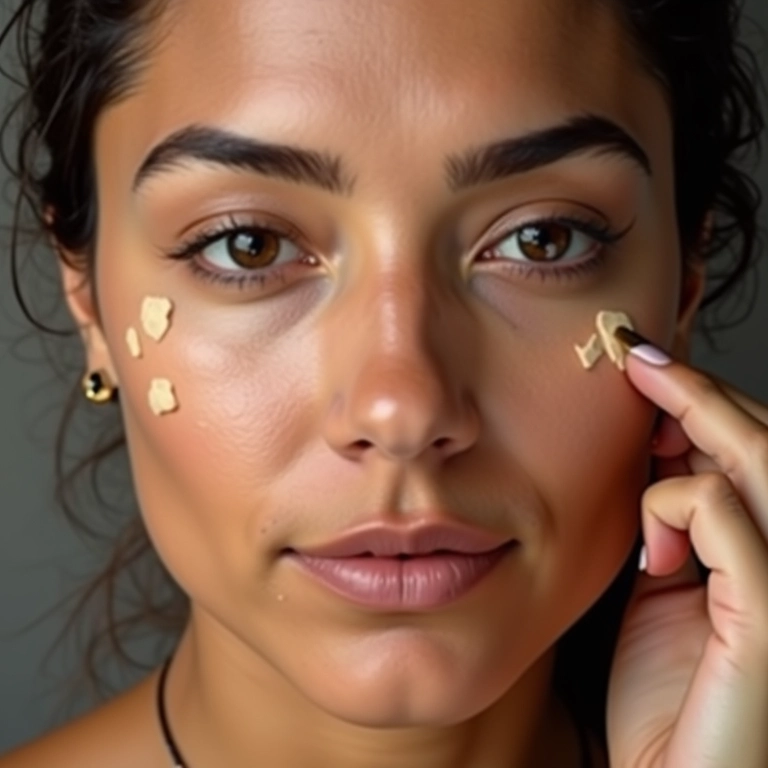Aplicação de corretivo nas manchas de melasma para camuflagem.