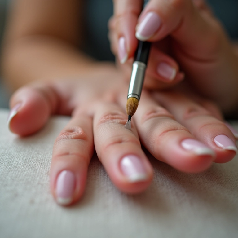 Aplicação de esmalte em gel com pincel profissional para resultado perfeito.