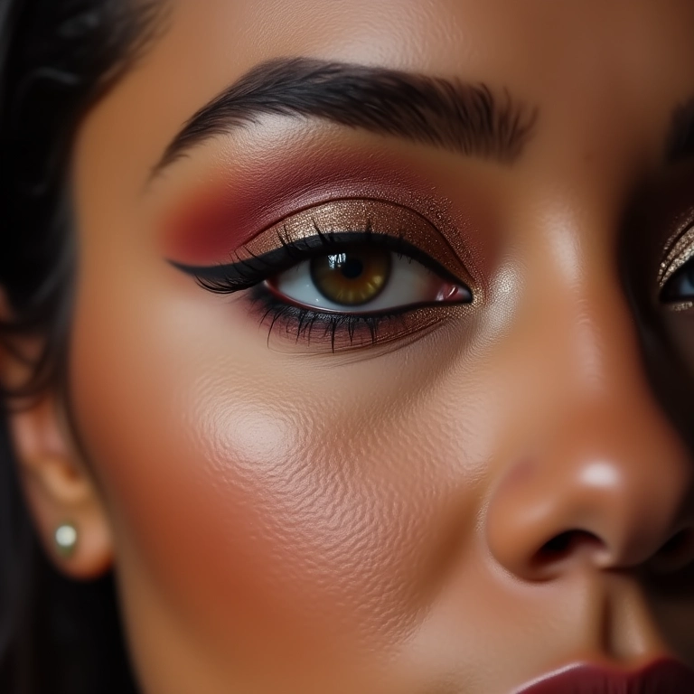 Aplicação de sombra com glitter para maquiagem de Ano Novo.