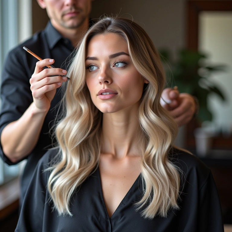 Aplicação de tonalizante no cabelo.