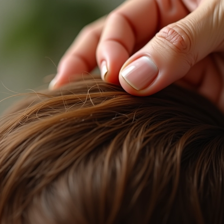Aplicação de tônico de ginseng no couro cabeludo para promover a saúde capilar.
