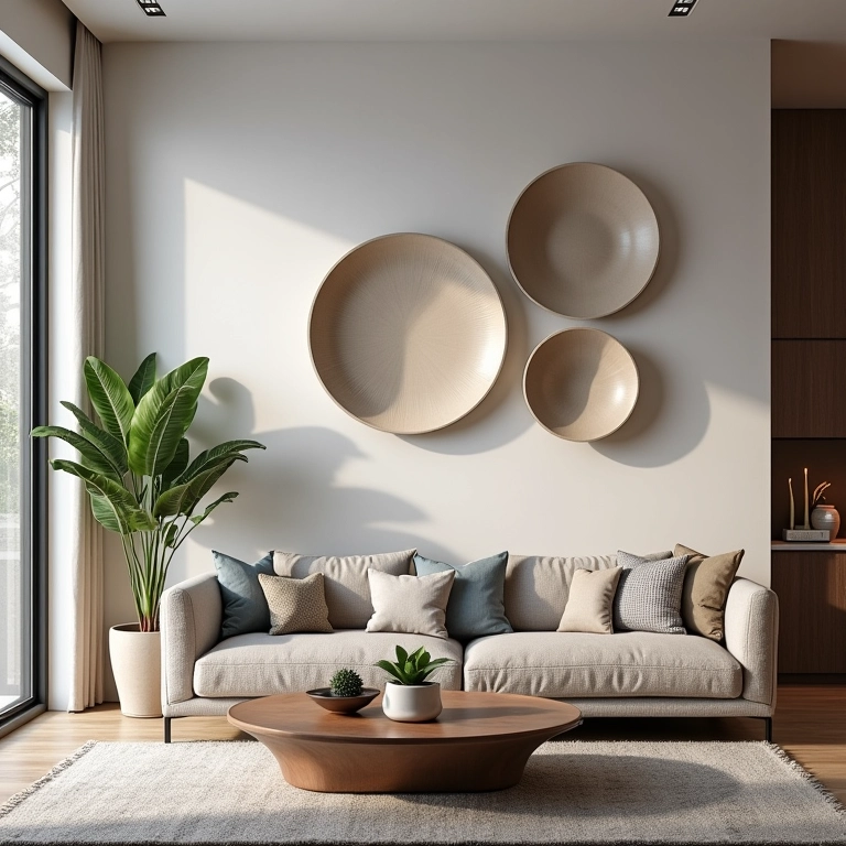 Arquiteta dando dicas sobre decoração com pratos na parede.