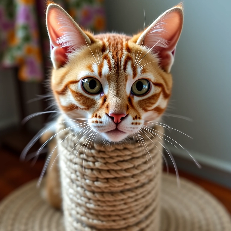 Arranhador personalizado para gatos feito em casa.