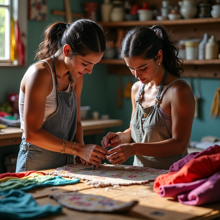 Artesã delegando tarefas para otimizar o tempo.