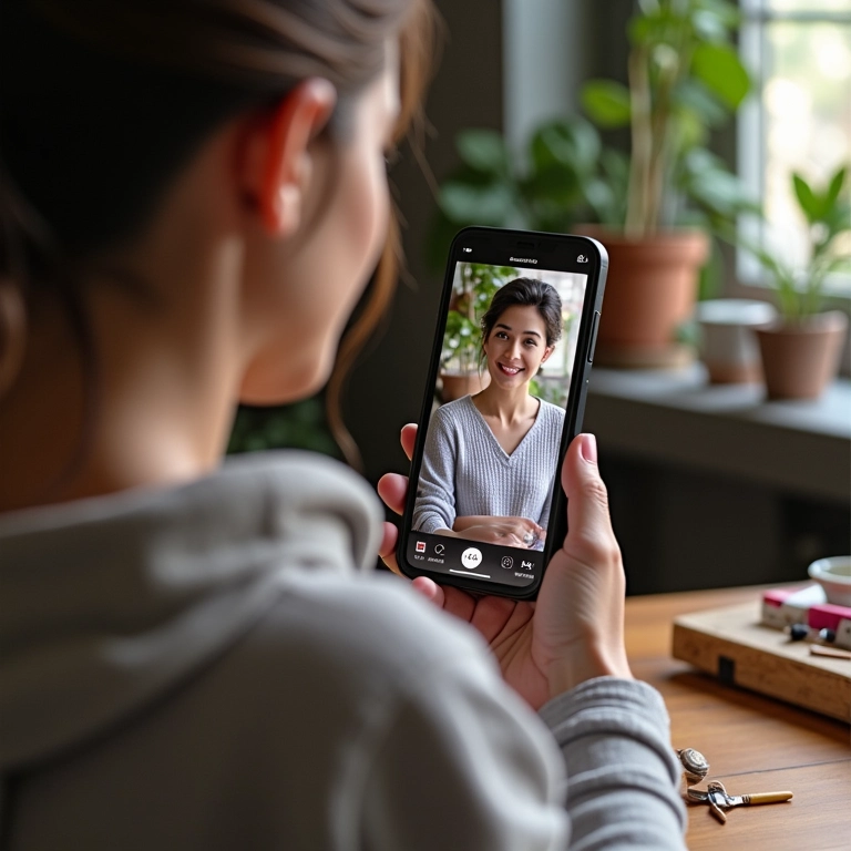 Artesã fazendo uma live no Instagram, mostrando seu processo de criação.