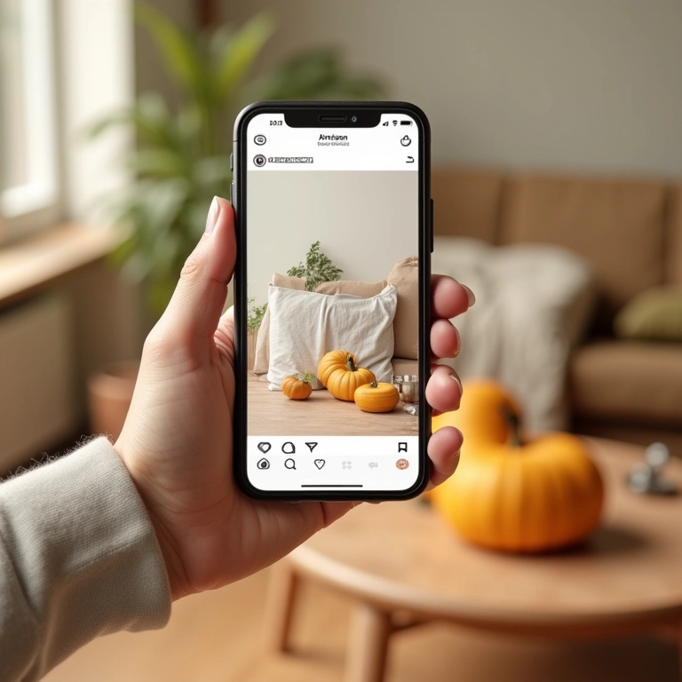 Artesã marcando produtos em uma publicação do Instagram.