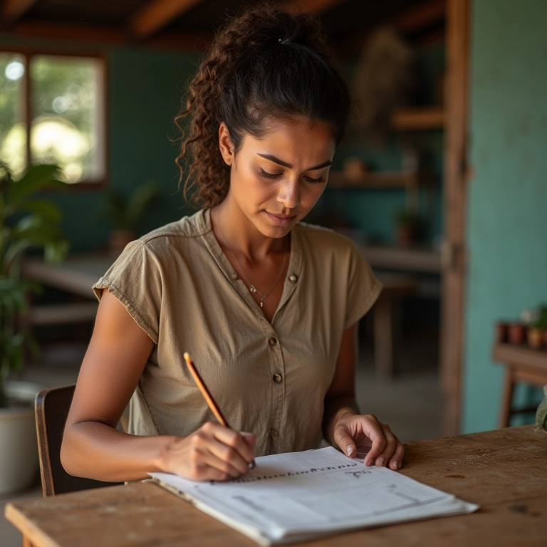 Artesã superando a procrastinação dividindo um projeto em tarefas menores.