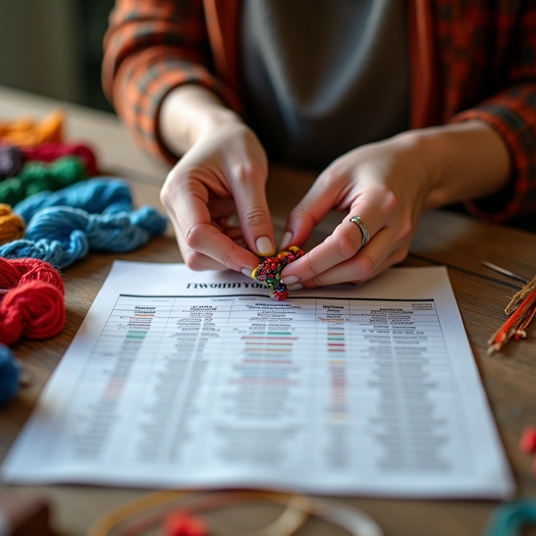 Artesã trabalhando em planilha de precificação de artesanato.