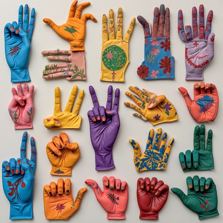 Artesanato temático da Língua de Sinais, presente criativo para o Dia do Surdo.