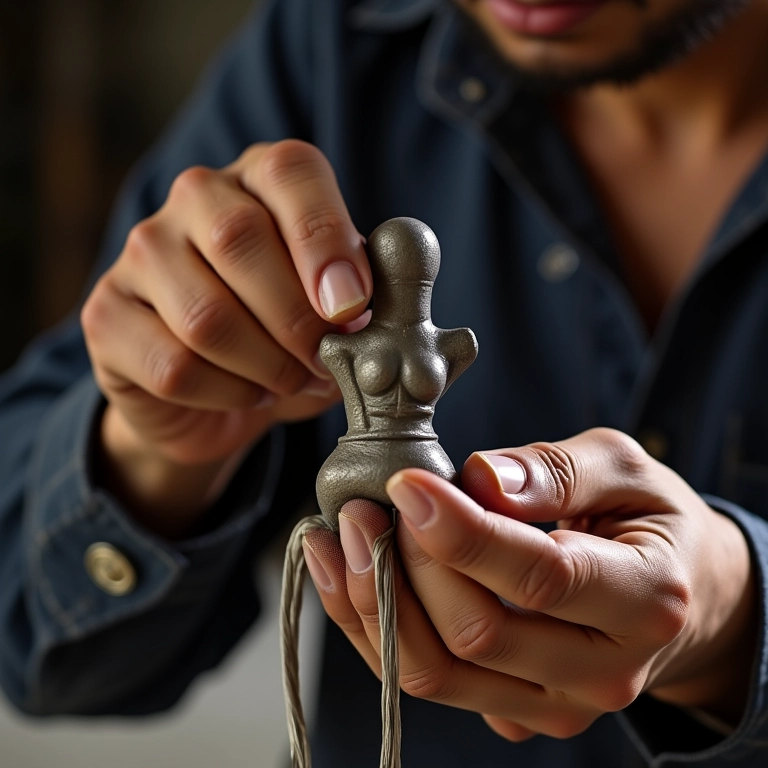 Artesão moldando arame em volta de uma forma para criar uma escultura.