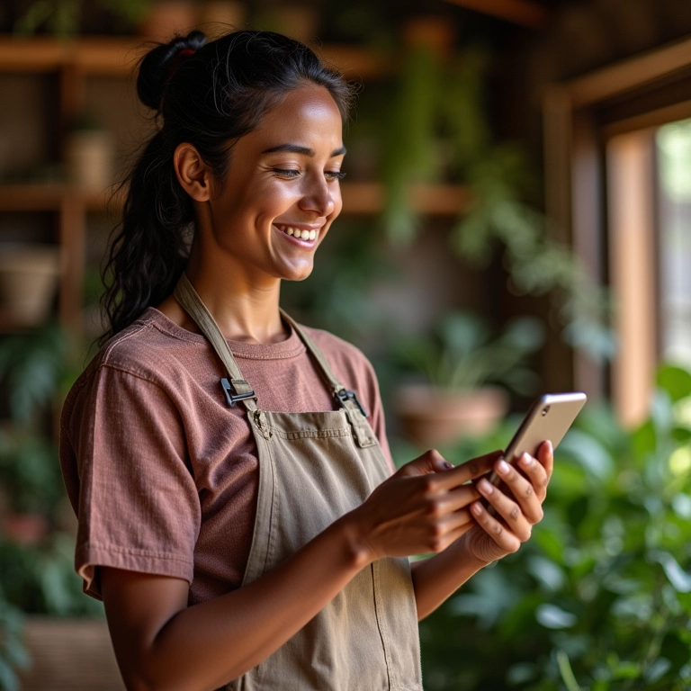 Atendimento ao cliente online para venda de artesanato.