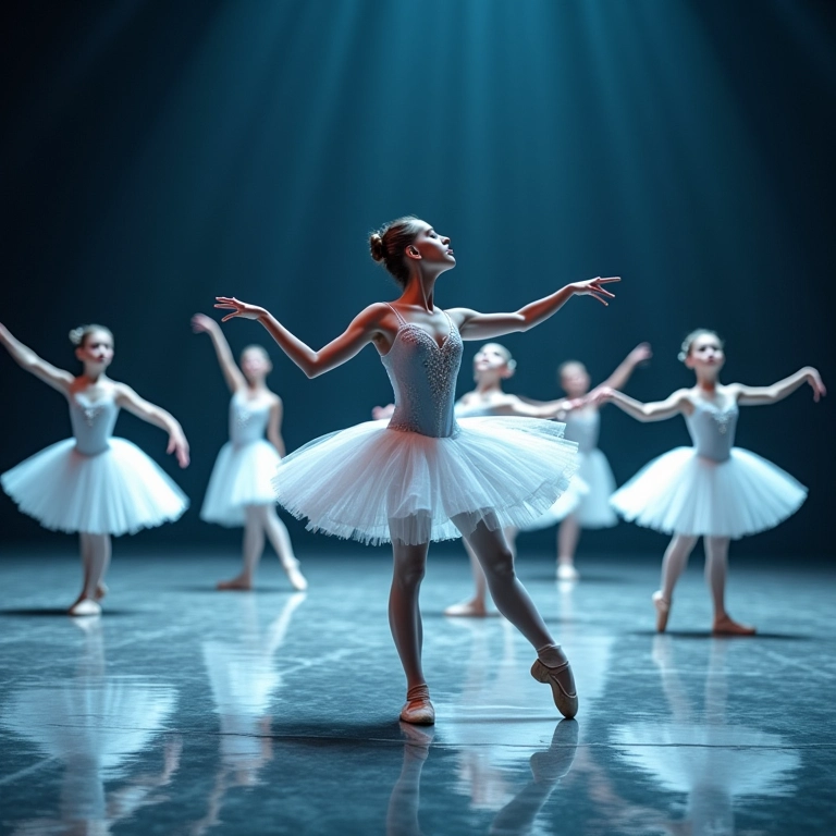 Bailarinas apresentando 'O Lago dos Cisnes' no Teatro Bolshoi.