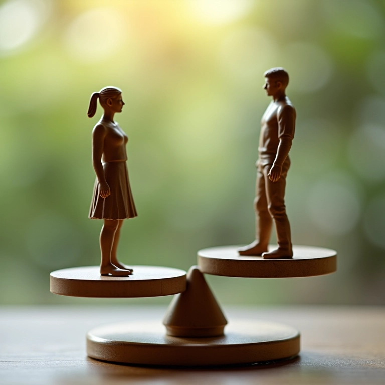 Balança equilibrando dinheiro e responsabilidades do casal