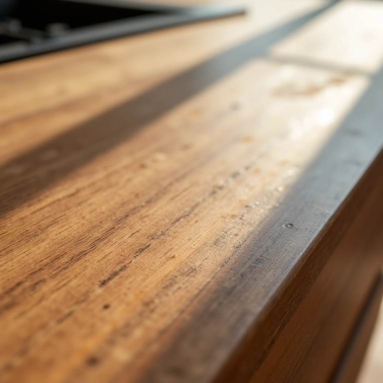 Bancada de madeira selada, protegida contra a umidade.