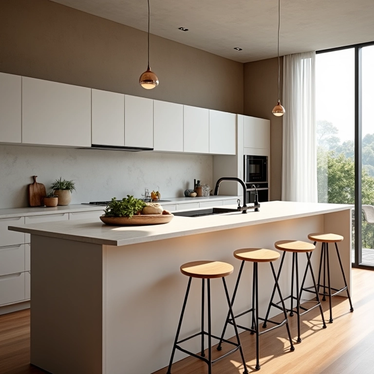 Bancada estendida oferece mais espaço na cozinha.