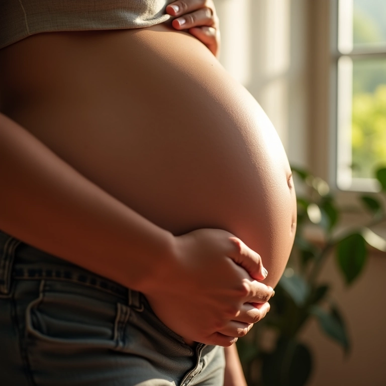 Barriga de grávida no primeiro trimestre.
