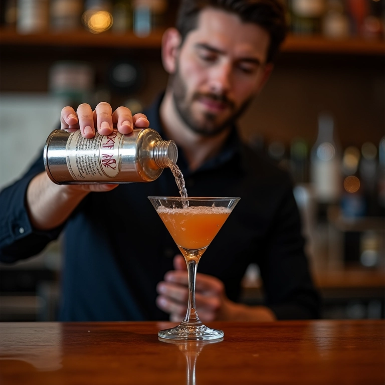 Bartender preparando um Martini com as proporções perfeitas.