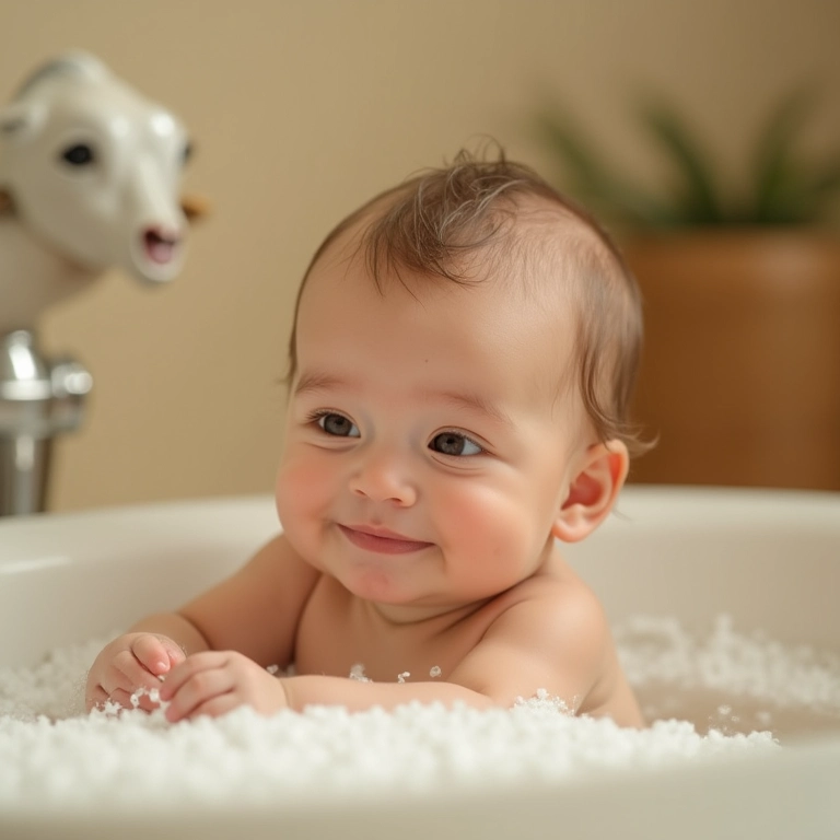 Bebê relaxando em um banho quente para aliviar cólicas.