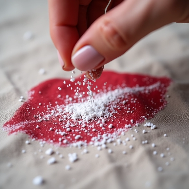 Bicarbonato de sódio sendo usado para tirar mancha de batom.