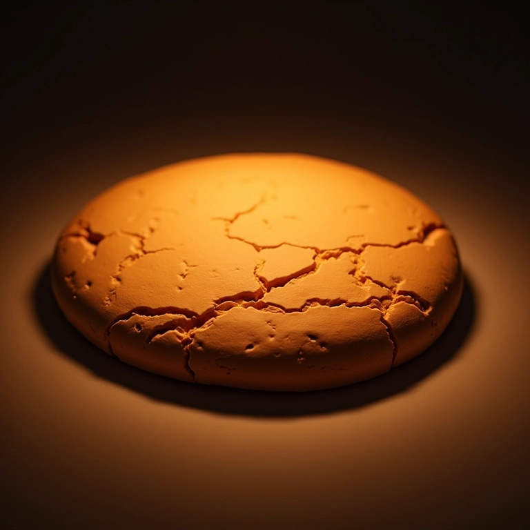 Biscuit secando rápido sob calor, com rachaduras visíveis.