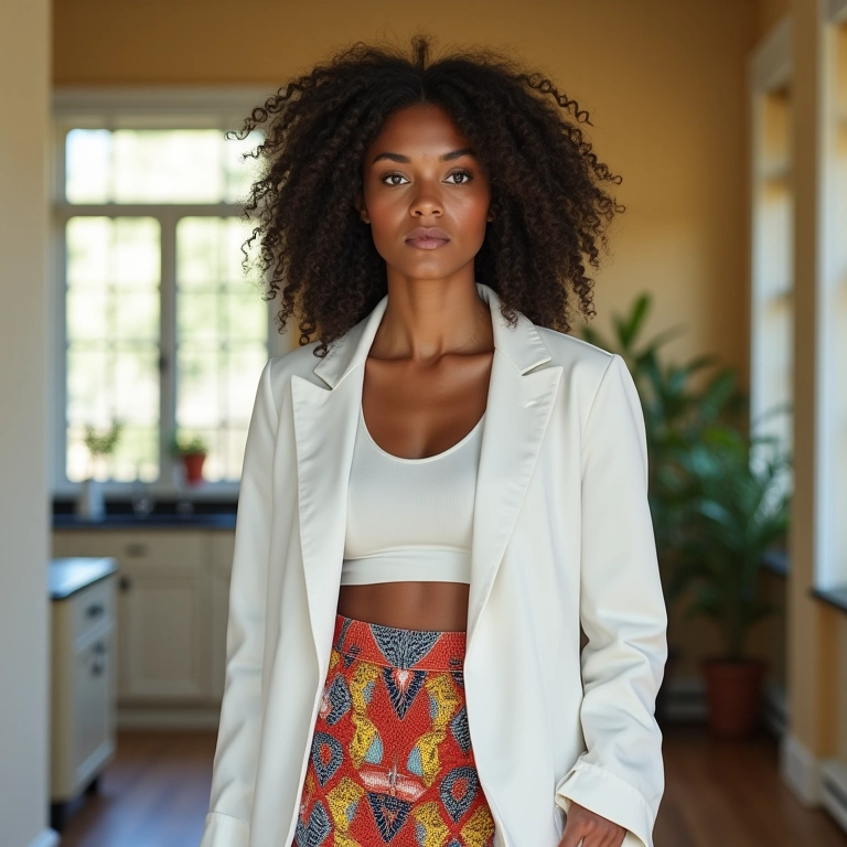Blazer branco e saia: feminilidade em evidência com estilo brasileiro.