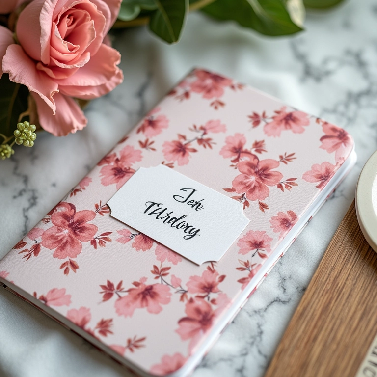 Bloquinhos de anotações revestidos com tecido como lembrancinhas de 15 anos.