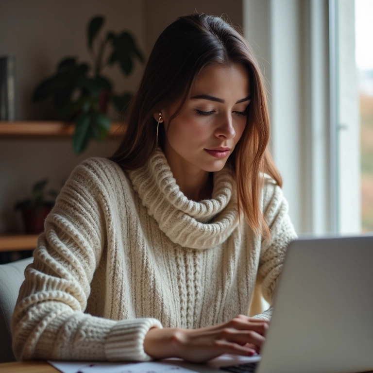 Blusa de tricô aconchegante para um home office estiloso.